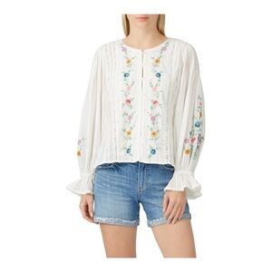 LoveShackFancy Stevie Embroidered Cotton Top